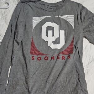 Champion Gray and Red Oklahoma Sooners Long Sleeve Shirt